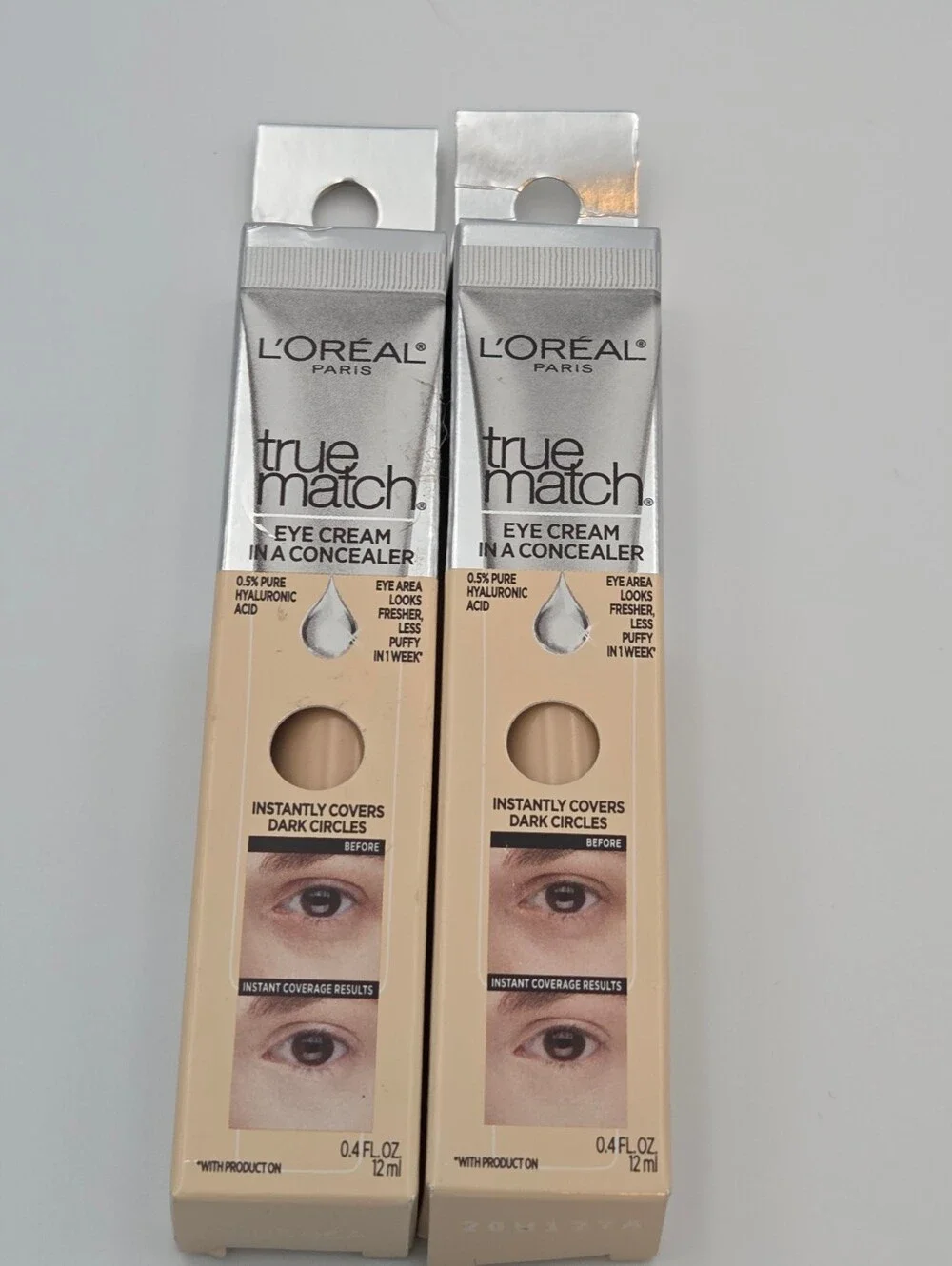 L'Oréal True Match Eye Cream-In-A-Concealer W1-2 Fair Pale 2 Boxes Nwt